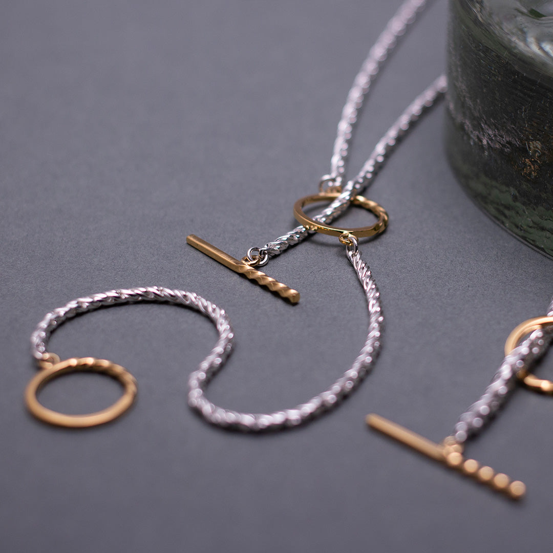 Mix Color Chain Lariat SV925+K18GP ミックスカラー ラリエット シルバー+ゴールド