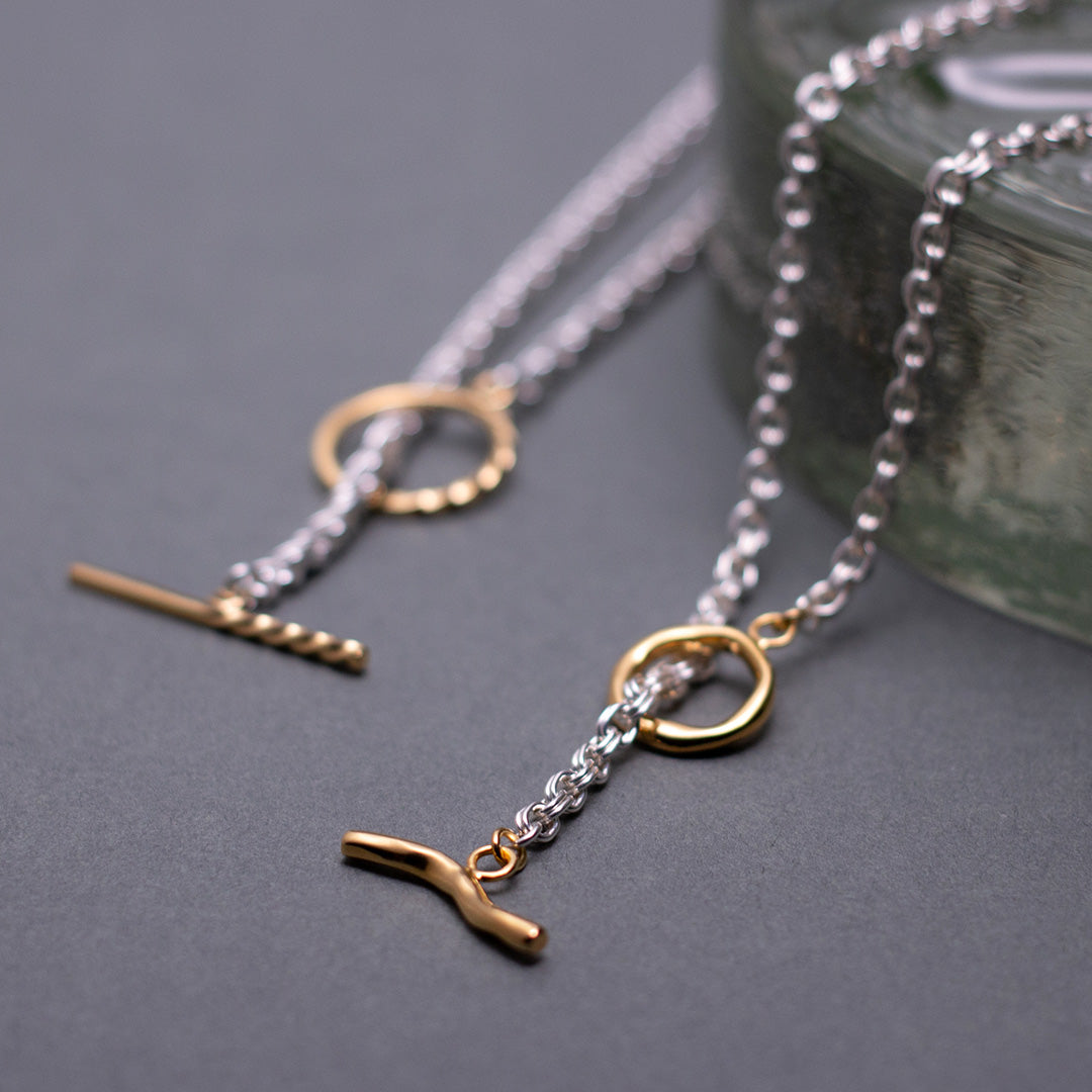 Wavy Chain Necklace SV925+K18GP ウェイビーチェーン ネックレス シルバー+ゴールド