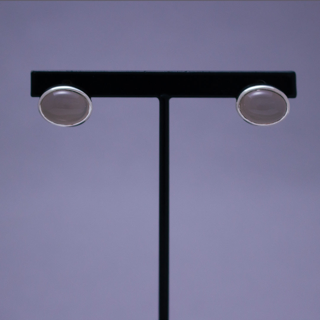 Oval Pierced Earrings SV925 オーバルピアス シルバー 天然石 gray onyx グレーオニキス