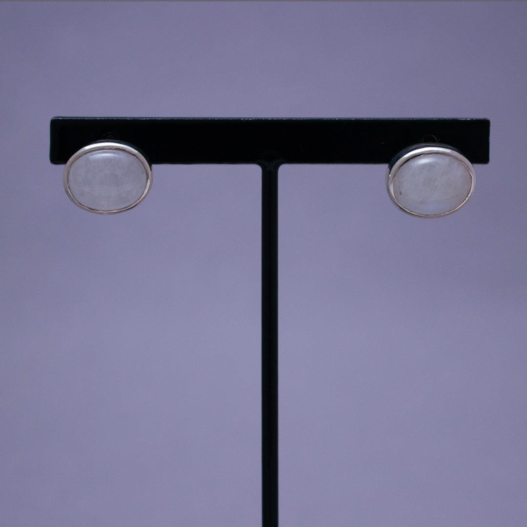 Oval Pierced Earrings SV925 オーバルピアス シルバー 天然石 rainbow moonstone レインボームーンストーン