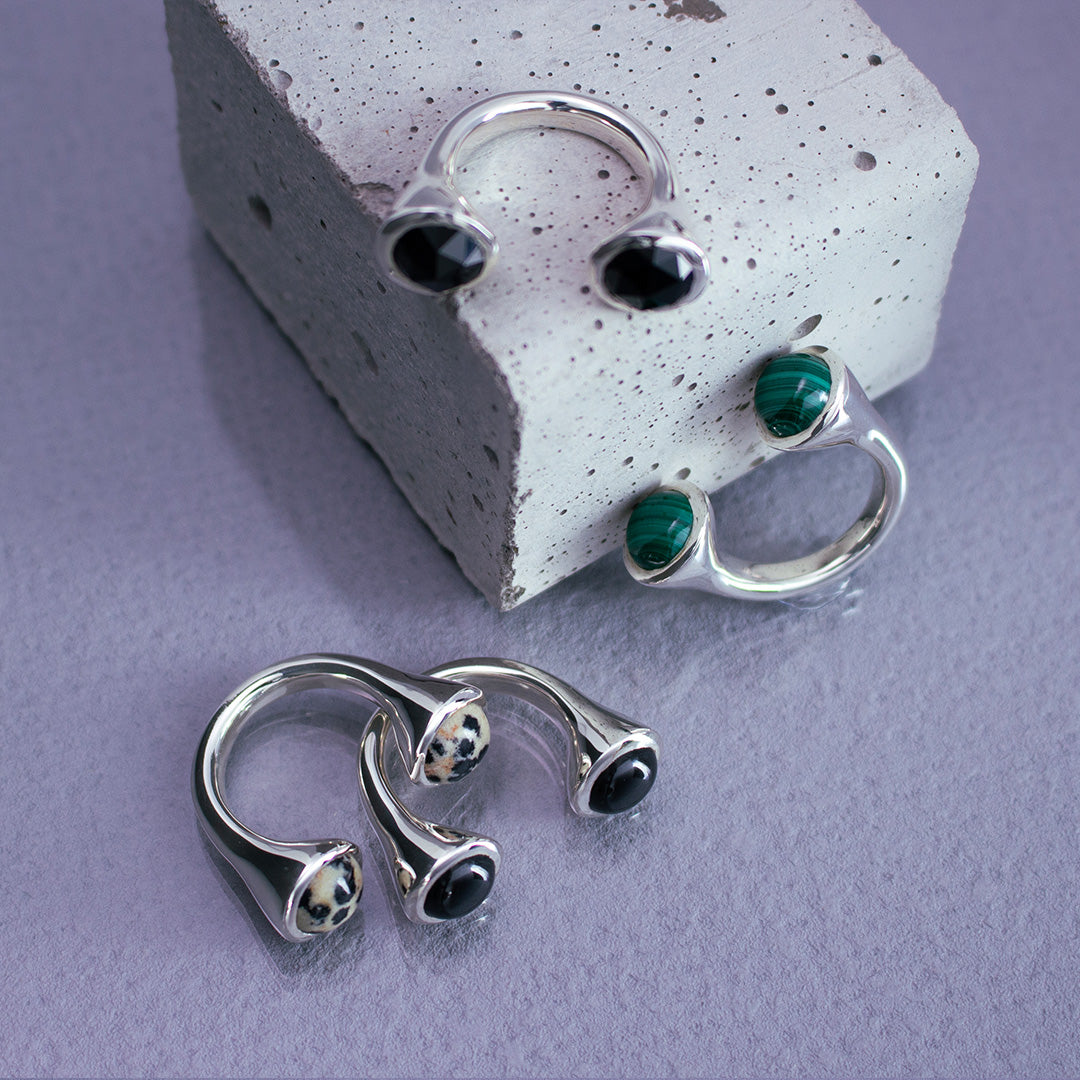 Bonbon Ring SV925 ボンボンリング シルバー 天然石 black spinel ブラックスピネル