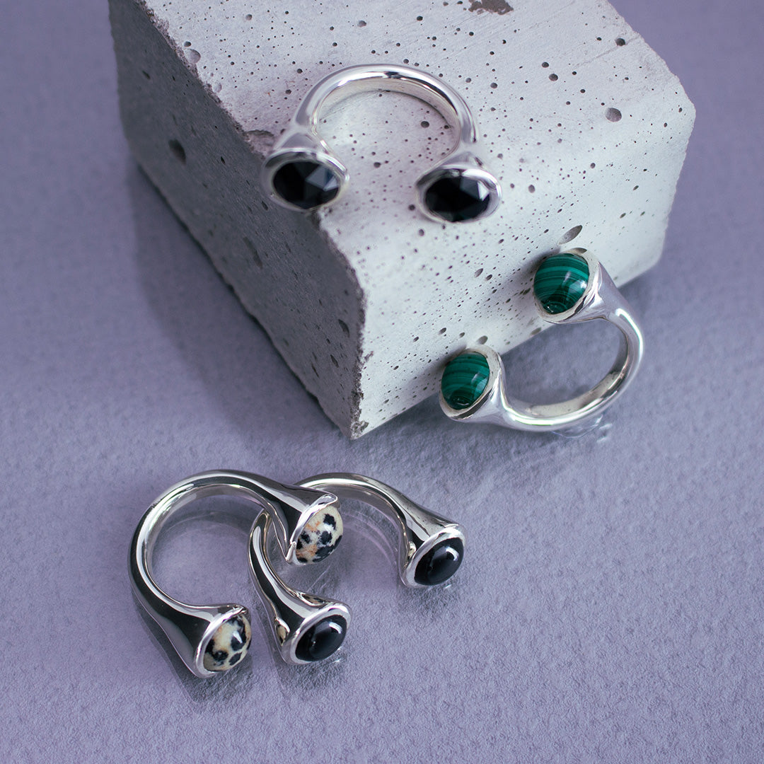 Bonbon Ring SV925 ボンボンリング シルバー 天然石 dalmatian jasper ダルメシアンジャスパー