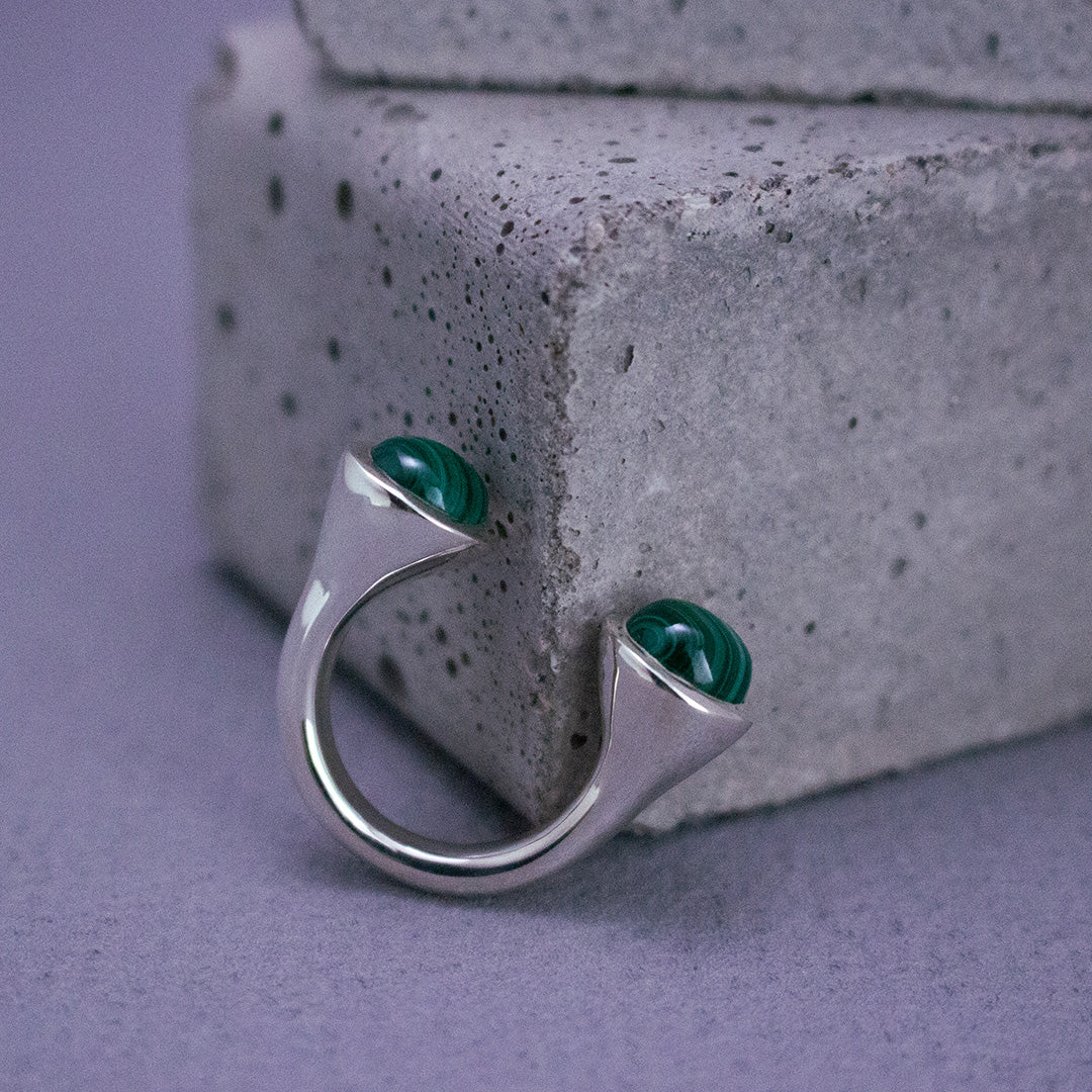 Bonbon Ring SV925 ボンボンリング シルバー 天然石 malachite マラカイト