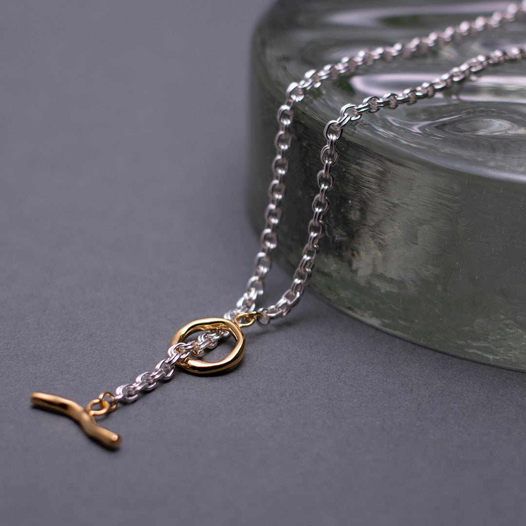 Wavy Chain Necklace SV925+K18GP ウェイビーチェーン ネックレス シルバー+ゴールド