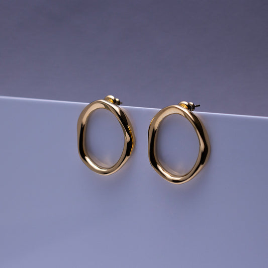 Wavy Pierced Earrings/Oval K18GP ウェイビーピアス/オーバル ゴールド