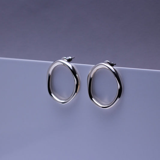 Wavy Pierced Earrings/Oval SV925 ウェイビーピアス/オーバル シルバー