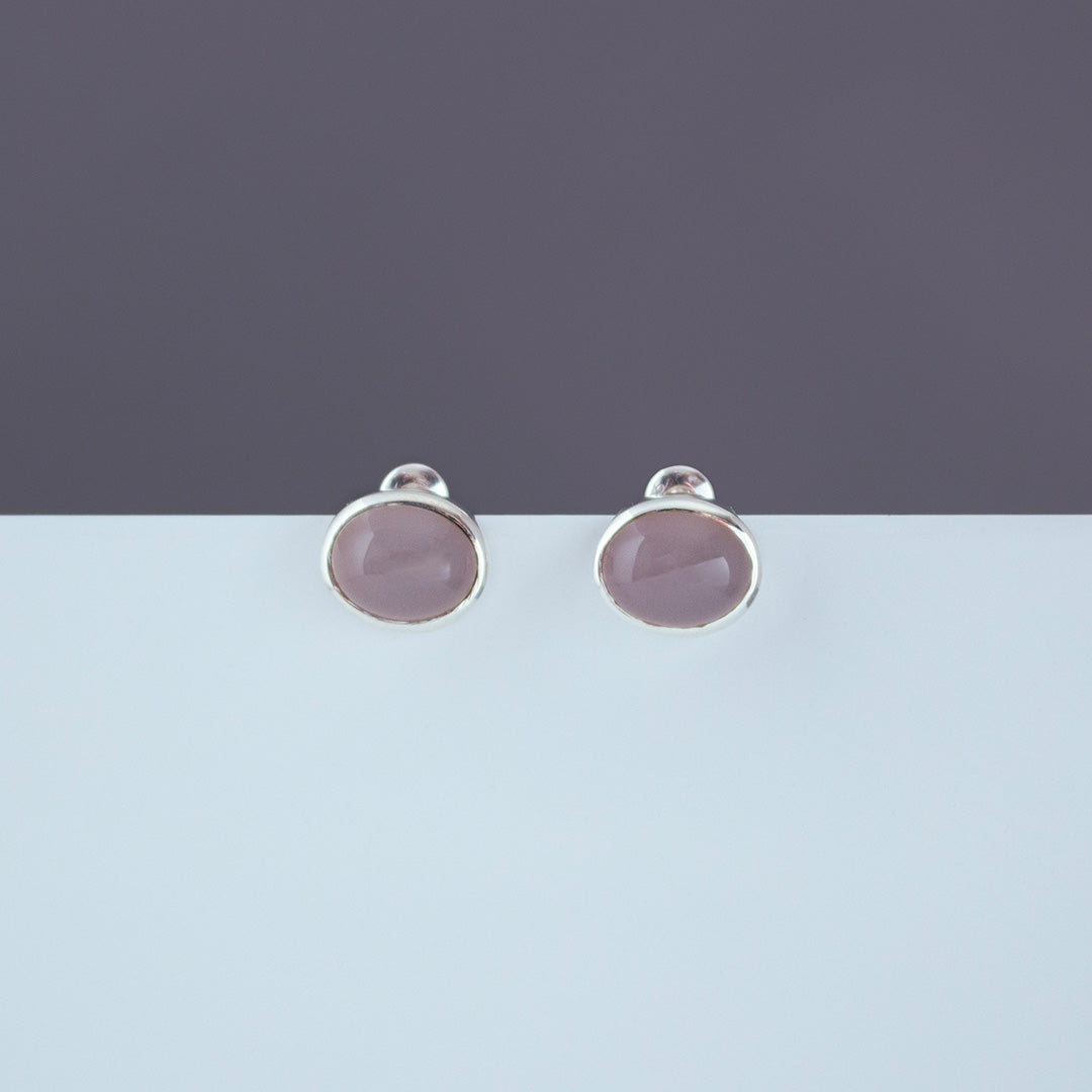 Oval Pierced Earrings SV925 オーバルピアス シルバー 天然石 gray onyx グレーオニキス