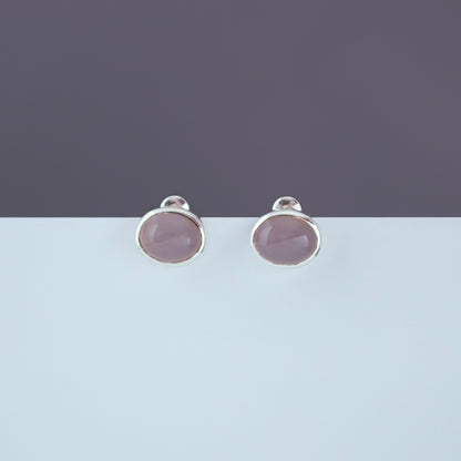Oval Pierced Earrings SV925 オーバルピアス シルバー 天然石 gray onyx グレーオニキス