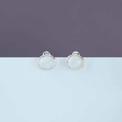 Oval Pierced Earrings SV925 オーバルピアス シルバー 天然石 rainbow moonstone レインボームーンストーン