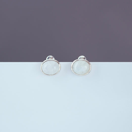 Oval Pierced Earrings SV925 オーバルピアス シルバー 天然石 rainbow moonstone レインボームーンストーン