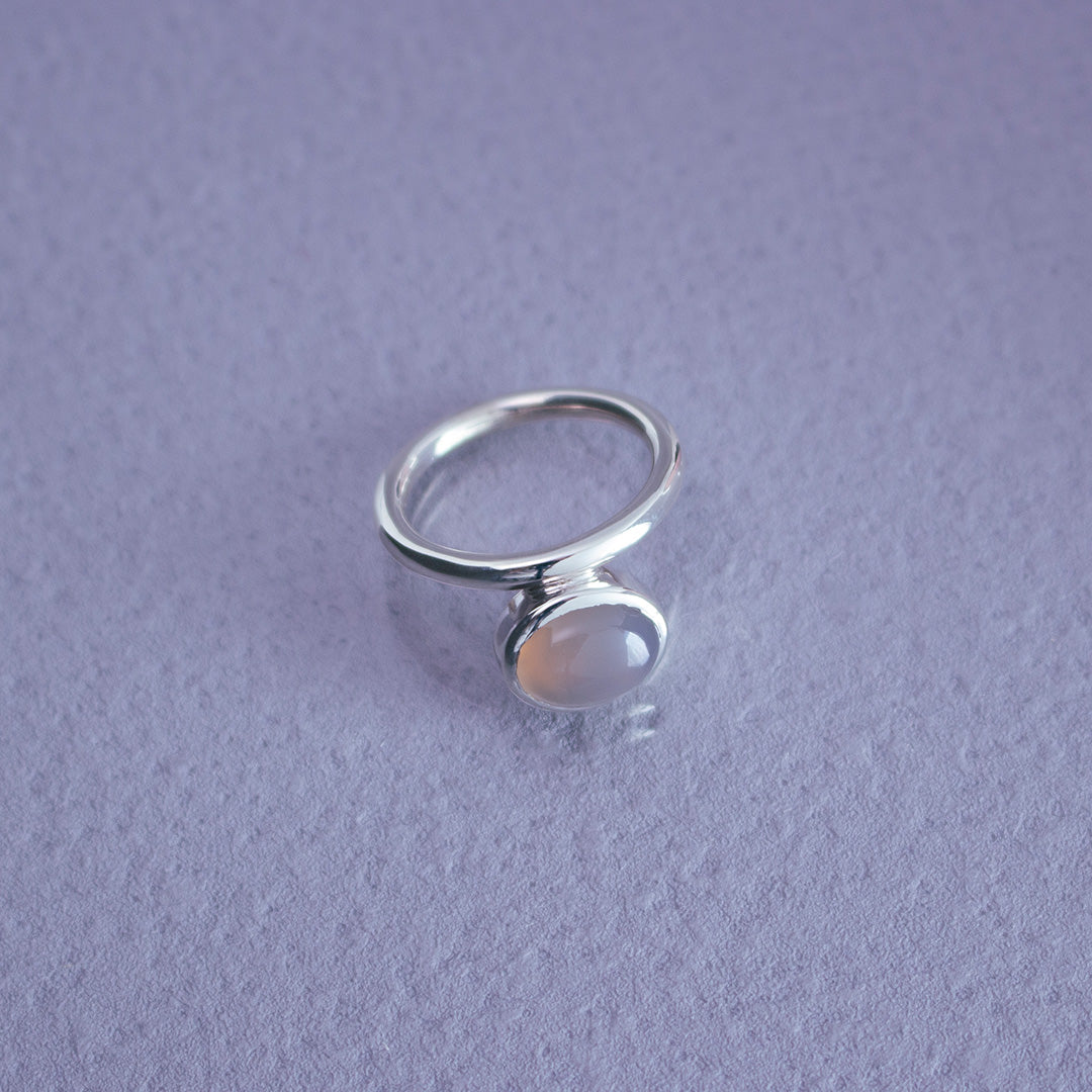Oval Ring SV925 オーバルリング シルバー 天然石 gray onyx グレーオニキス