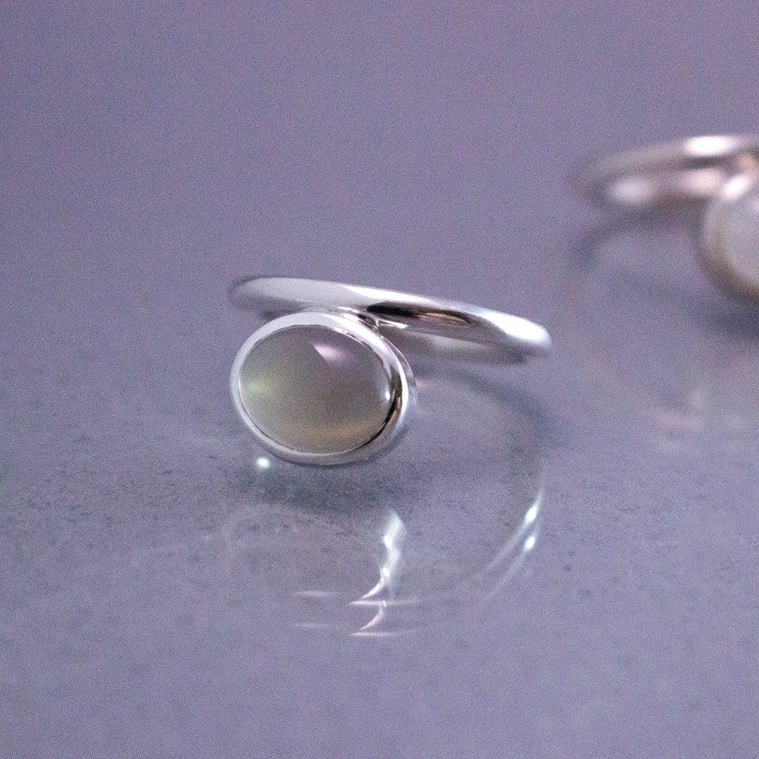 Oval Ring SV925 オーバルリング シルバー 天然石 gray onyx グレー