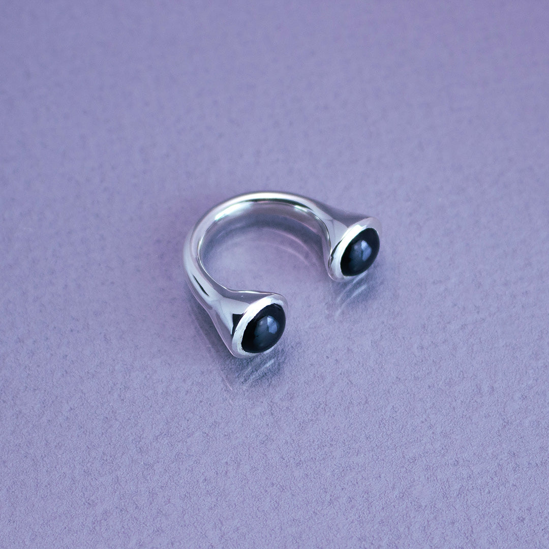 Bonbon Ring SV925 ボンボンリング シルバー 天然石 black spinel ブラックスピネル