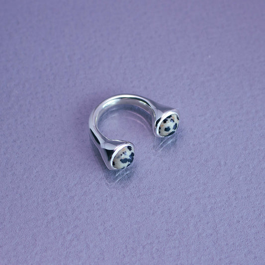 Bonbon Ring SV925 ボンボンリング シルバー 天然石 dalmatian jasper ダルメシアンジャスパー