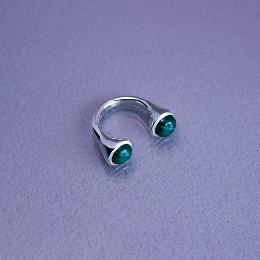 Bonbon Ring SV925 ボンボンリング シルバー 天然石 malachite マラカイト